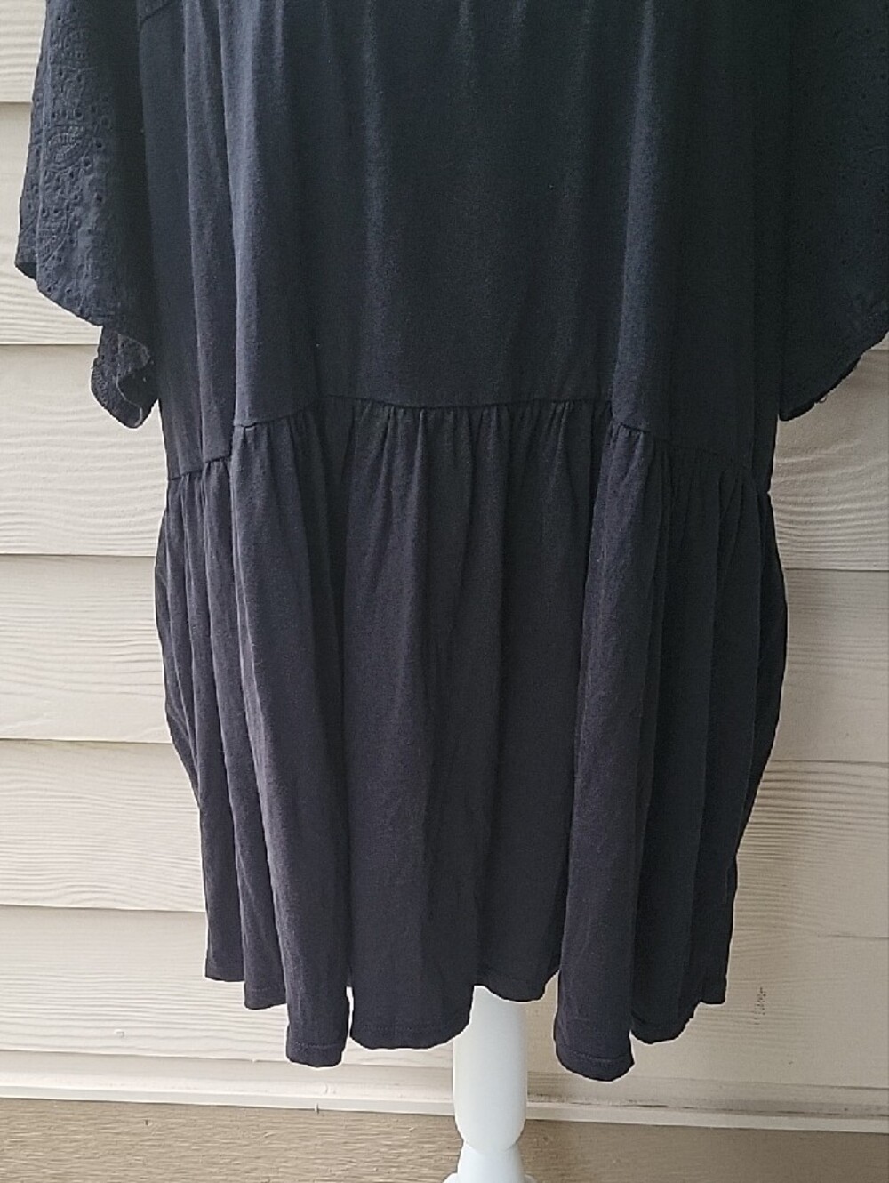 Vintage Cotton Jersey Crew Neck Eyelet Yoke Babydoll Top Size 3X - Picture 3 of 15